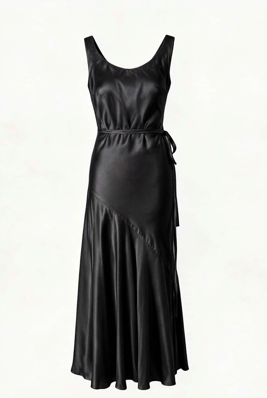 Straps Yellow Open Back Long Dress with Belt