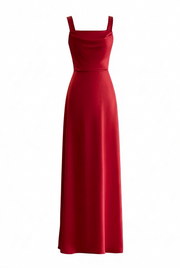 Sage Green Cowl Neck Satin Long Dress