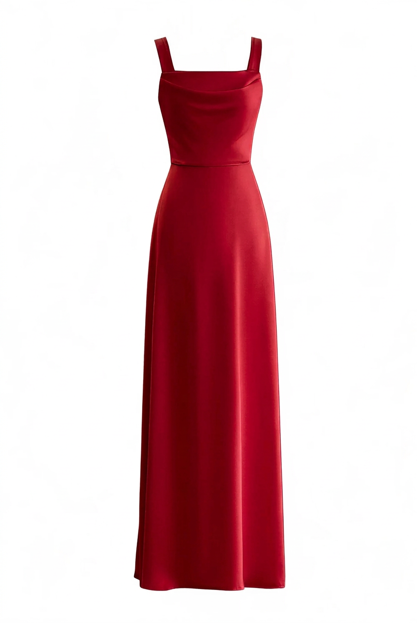 Sage Green Cowl Neck Satin Long Dress