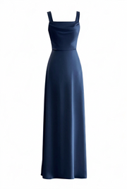 Sage Green Cowl Neck Satin Long Dress