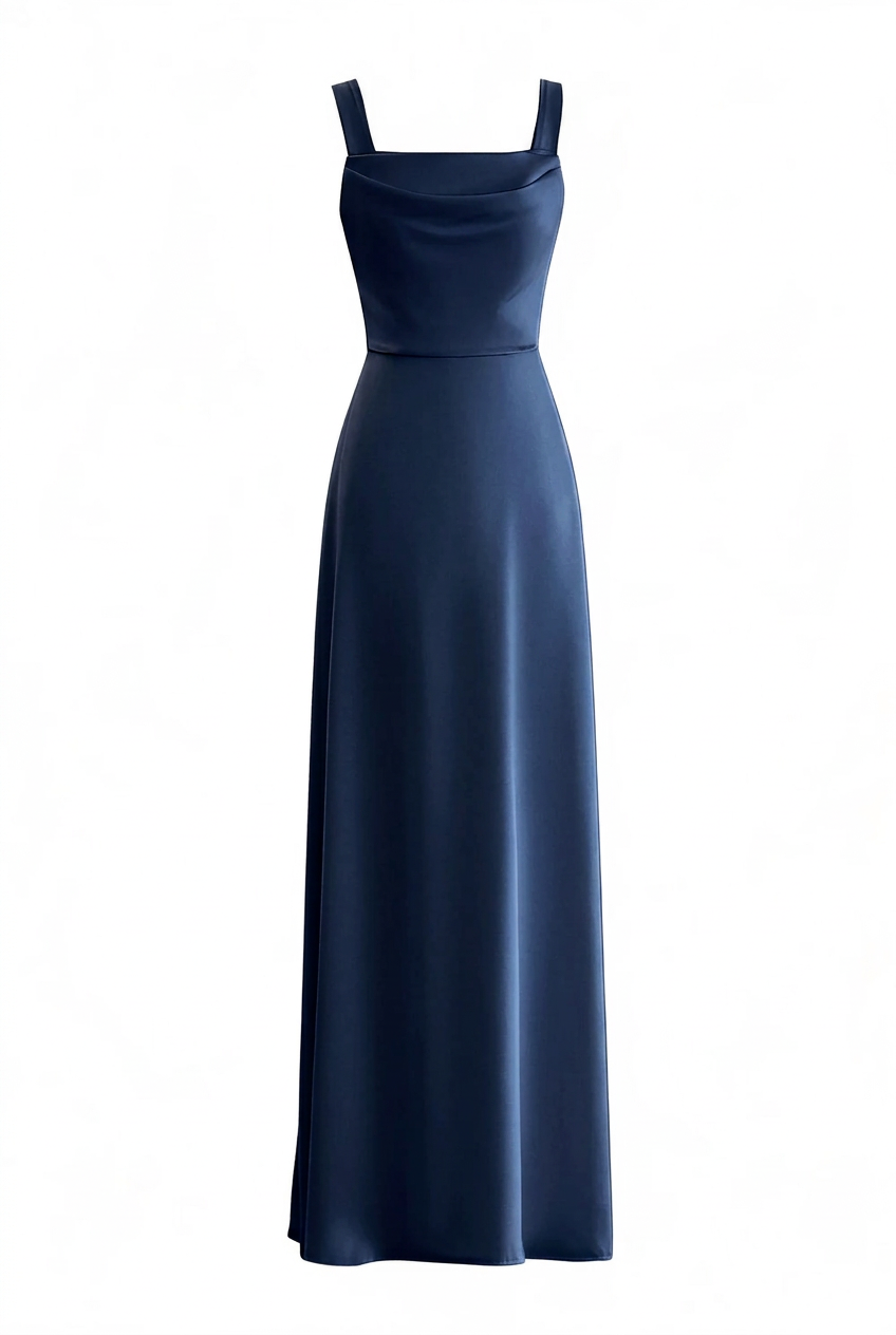Sage Green Cowl Neck Satin Long Dress