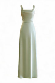 Sage Green Cowl Neck Satin Long Dress