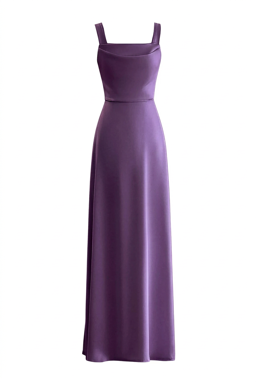 Sage Green Cowl Neck Satin Long Dress