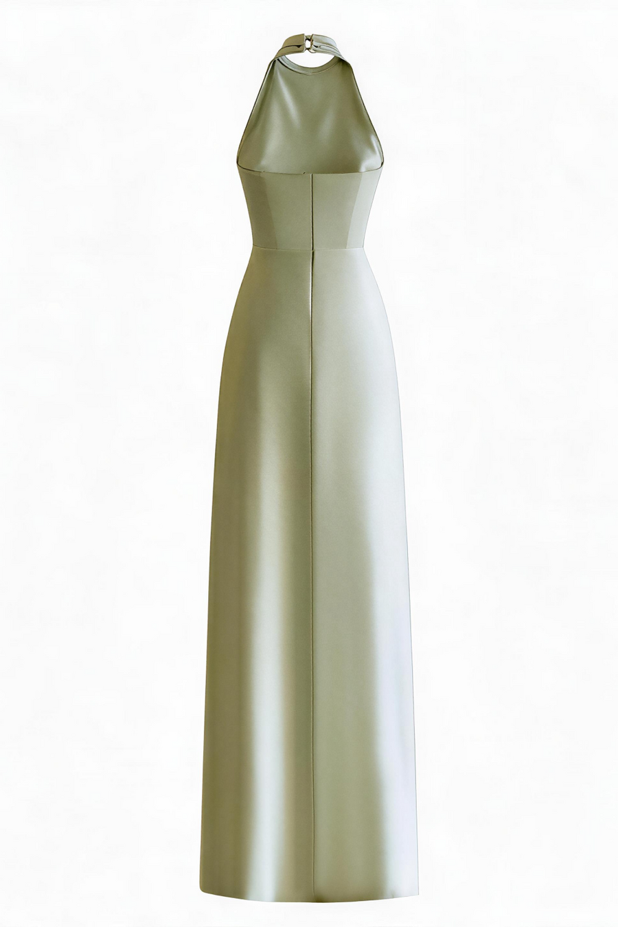 Sage Green Halter Neck Satin Long Dress