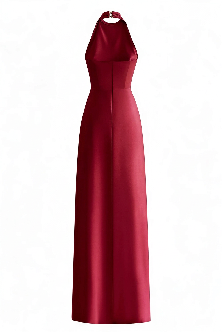 Sage Green Halter Neck Satin Long Dress