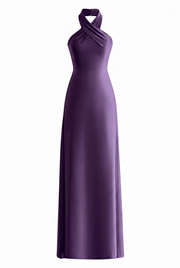 Sage Green Halter Neck Satin Long Dress