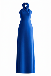 Sage Green Halter Neck Satin Long Dress