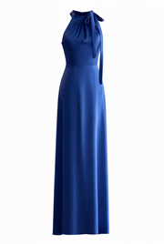 Sage Green Halter Neck Satin A-line Long Dress