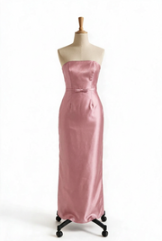 Navy Blue Strapless Satin Sheath Bridesmaid Dress