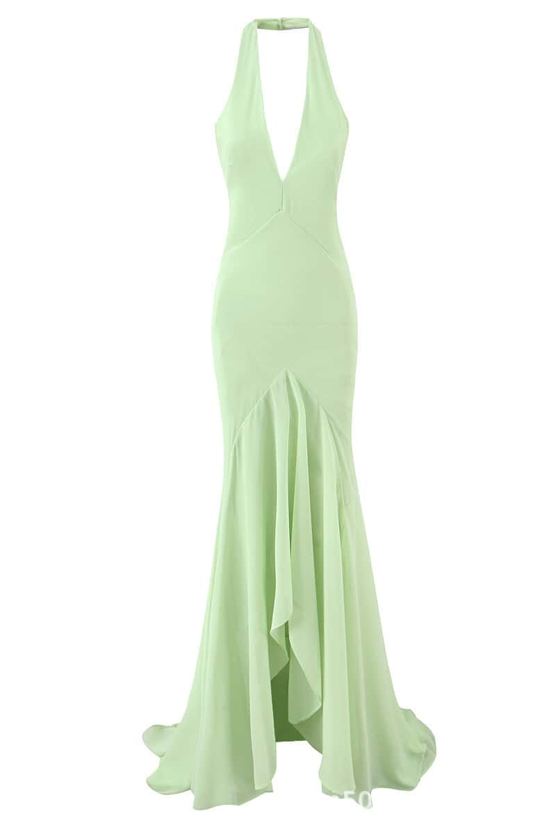 Halter Mint Green Mermaid Dress