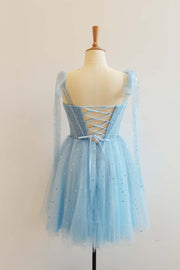 US 4 Twist Blue Starry Short Dress