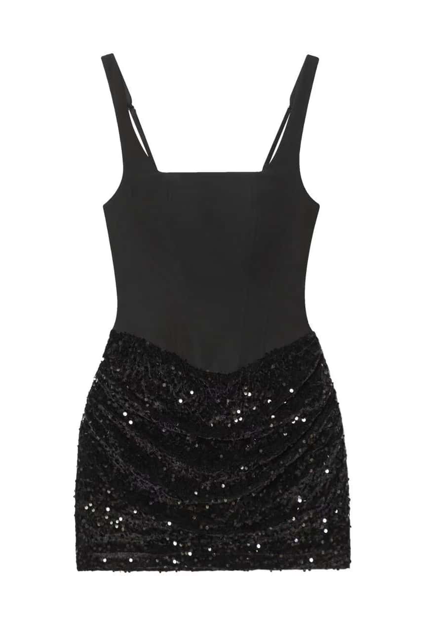 Square Neck Burgundy Sequin Ruched Mini Dress