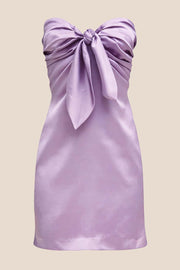 Strapless Navy Blue Tie Front Short Dress