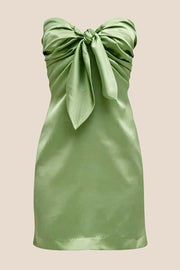 Strapless Navy Blue Tie Front Short Dress