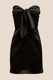 Strapless Navy Blue Tie Front Short Dress