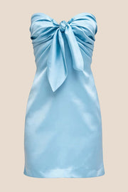 Strapless Navy Blue Tie Front Short Dress