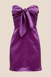 Strapless Navy Blue Tie Front Short Dress