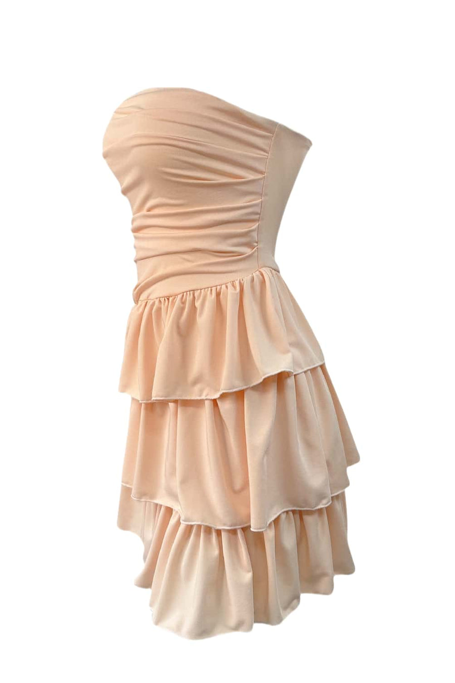 Strapless Orange Ruffle Tiered Short Dress