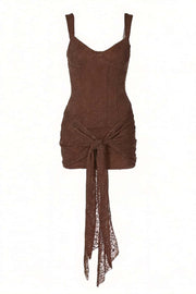 V-neck Green Lace Bodycon Short Dress