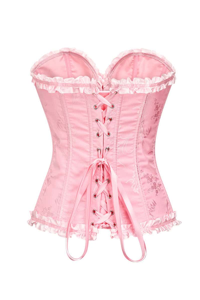 Sweetheart Blue Lace-Up Floral Corset