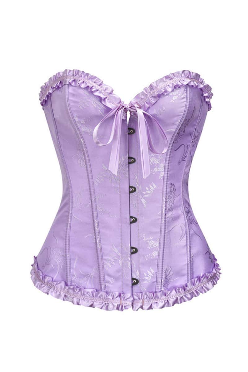 Sweetheart Blue Lace-Up Floral Corset