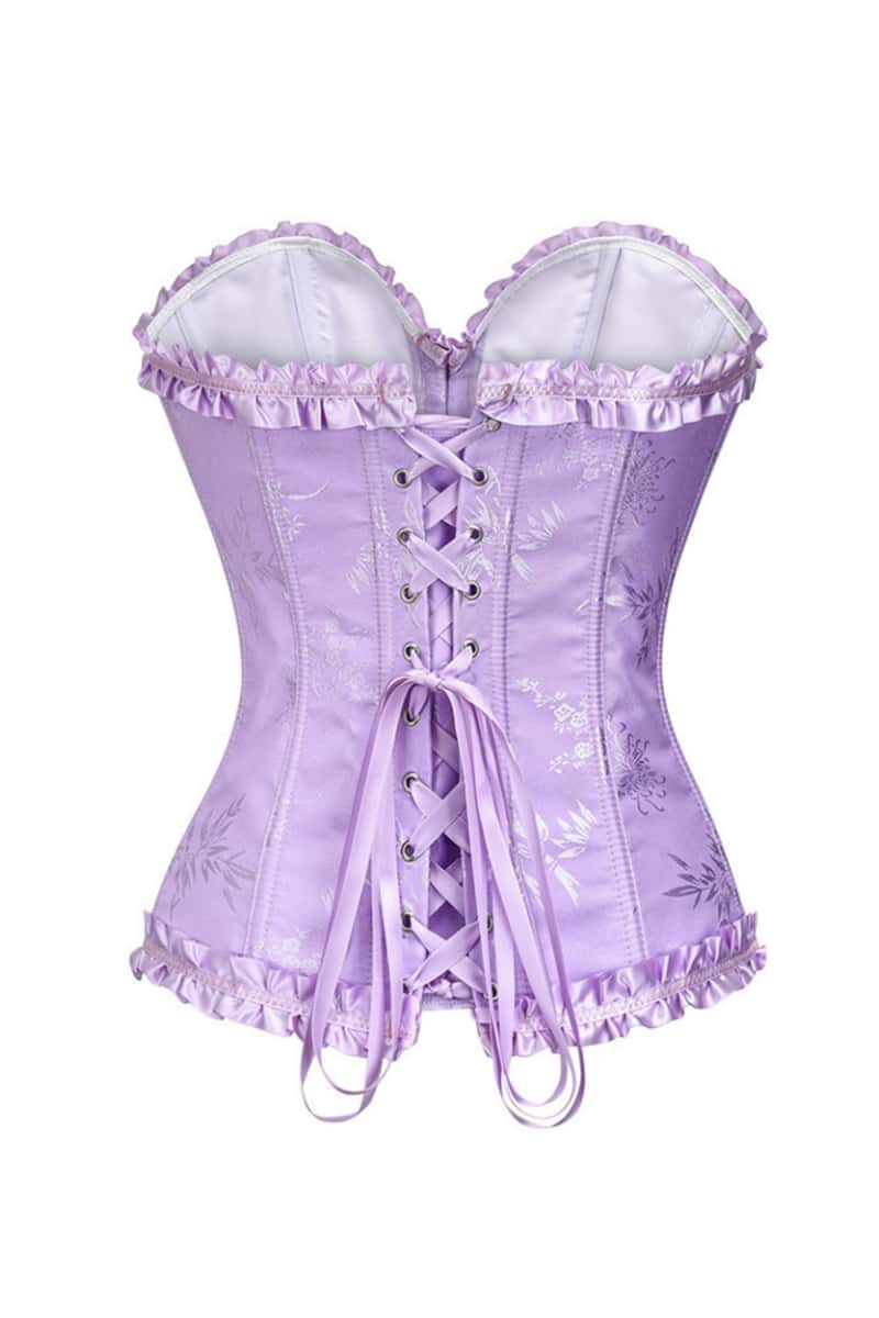 Sweetheart Blue Lace-Up Floral Corset