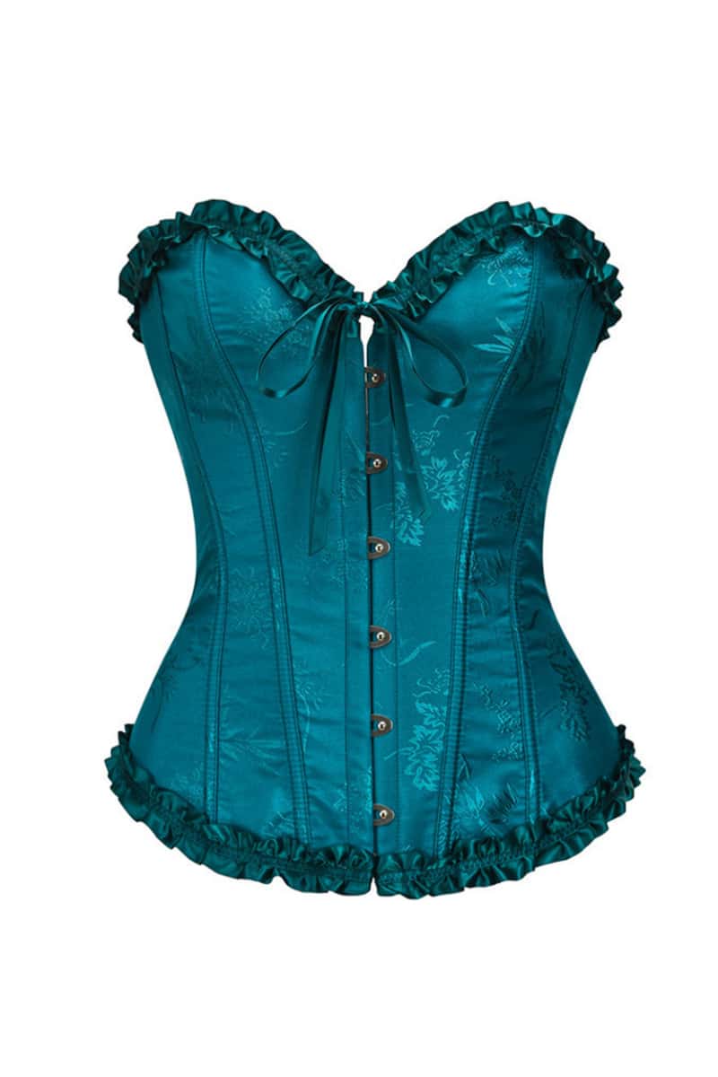 Sweetheart Blue Lace-Up Floral Corset