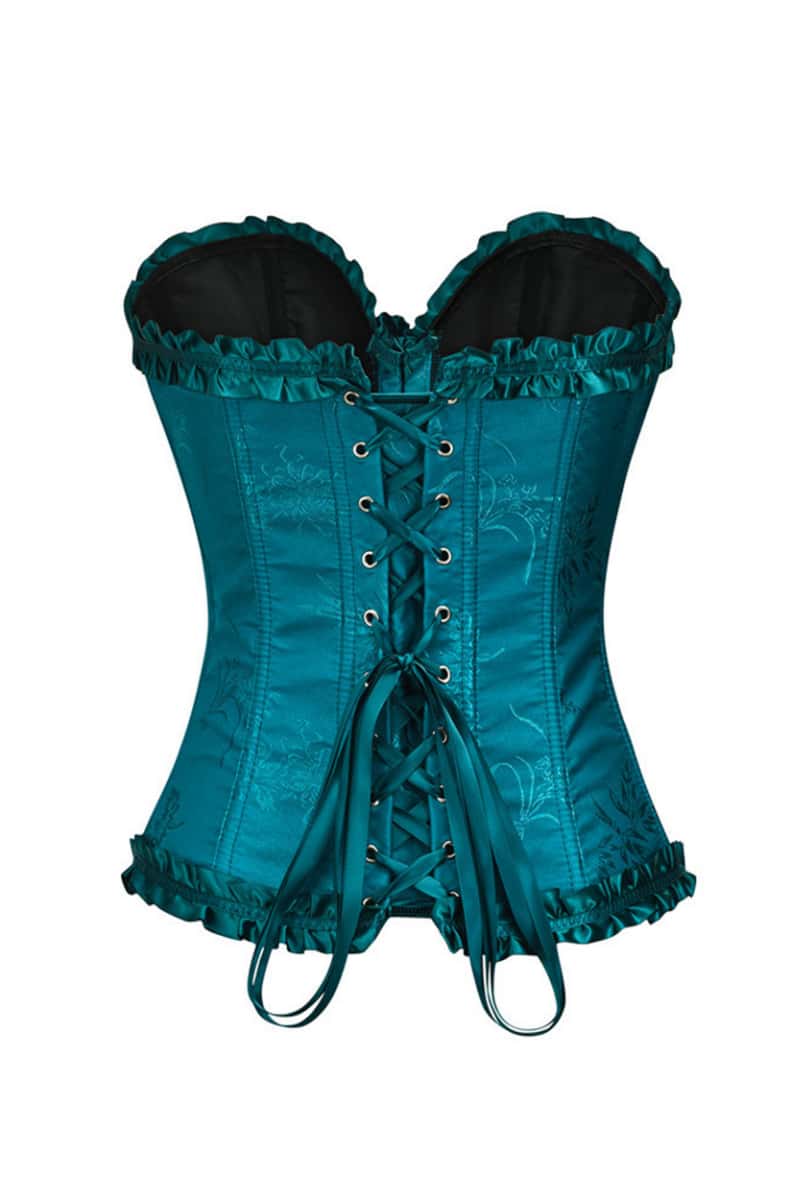 Sweetheart Blue Lace-Up Floral Corset