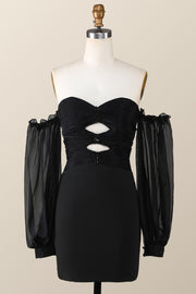 Sweetheart Black Tight Mini Dress with Keyhole