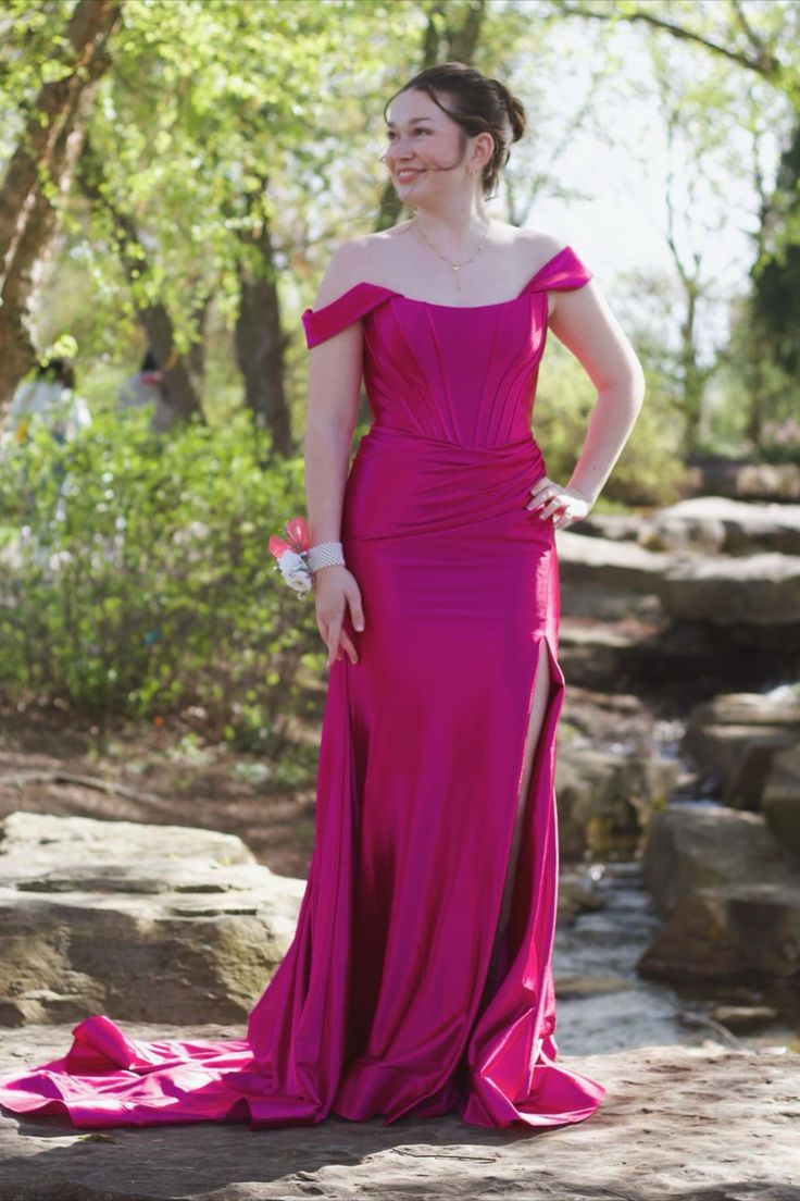 Off the Shoulder Light Blue Satin Mermaid Prom Dress