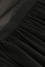 Off the Shoulder Black Ruched Fitted Long Dress