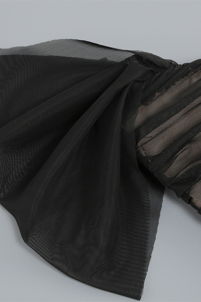 Off the Shoulder Black Ruched Fitted Long Dress