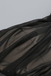 Off the Shoulder Black Ruched Fitted Long Dress