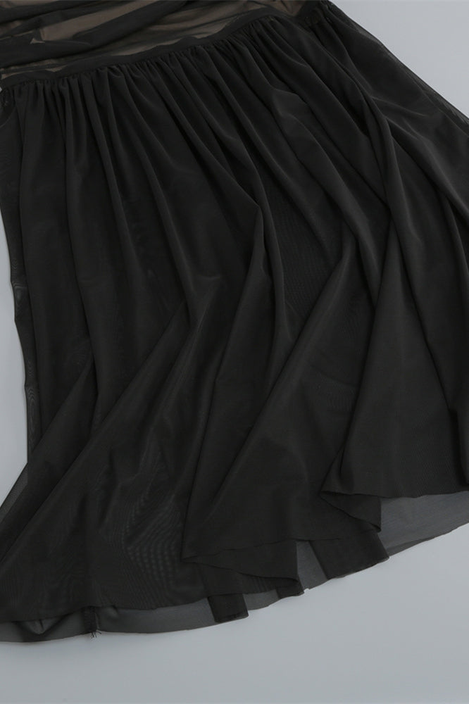 Off the Shoulder Black Ruched Fitted Long Dress