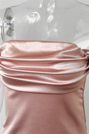 Off the Shoulder Blush Pink Ruched Party Dress