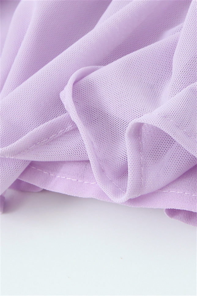 Off the Shoulder Lavender Bow Tie Short Dress