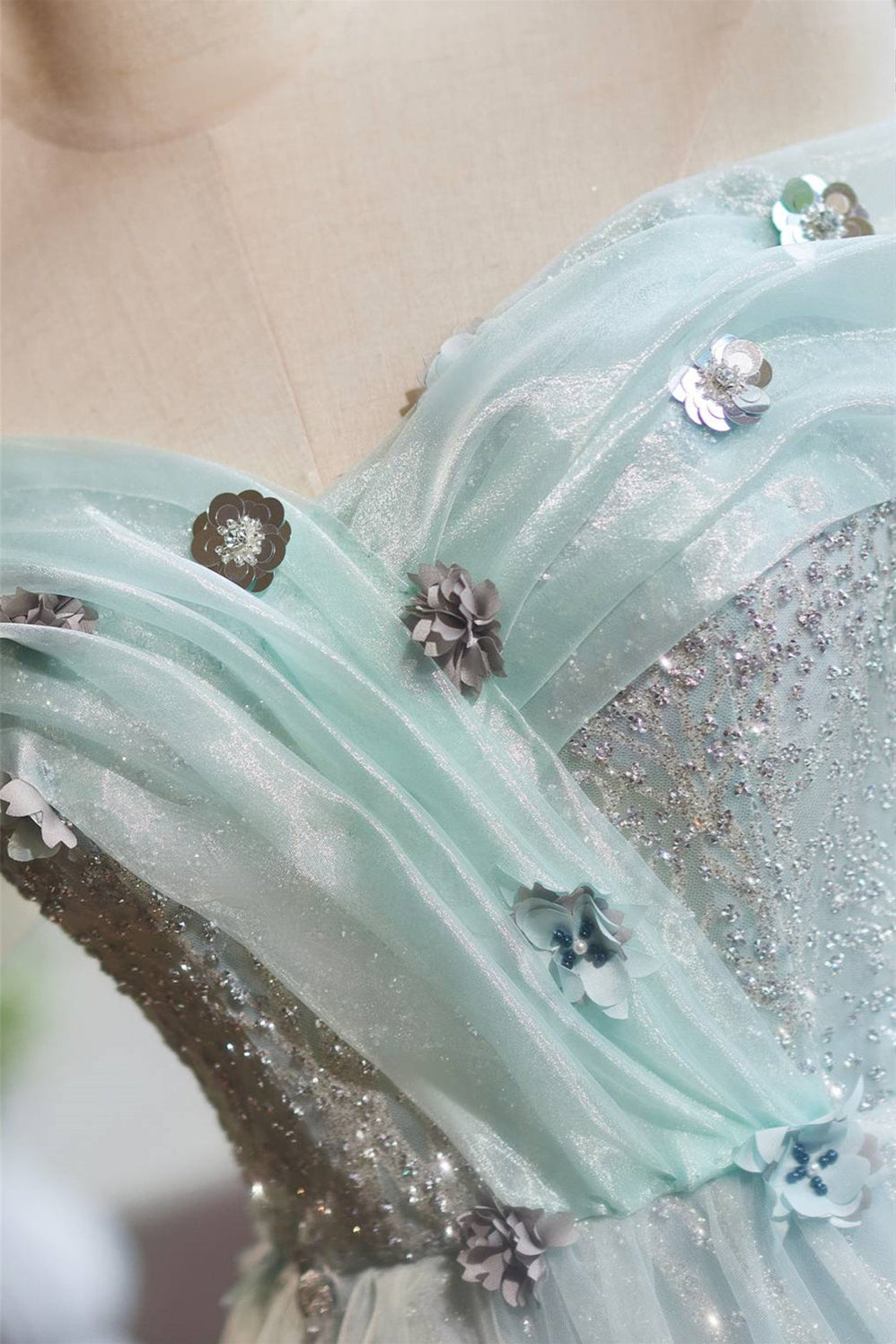 Off the Shoulder Mint Green Beaded Short Dress Ohmollydress Off the Shoulder Mint Green Beaded Short Dress Ohmollydress
