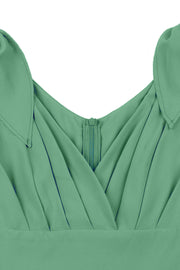 Tie Shoulder Green Swing Swing Dress