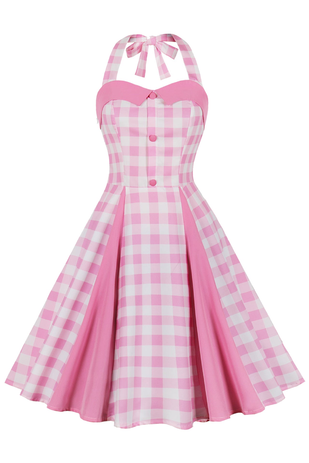 Pink Plaid Straps Barbie Dress