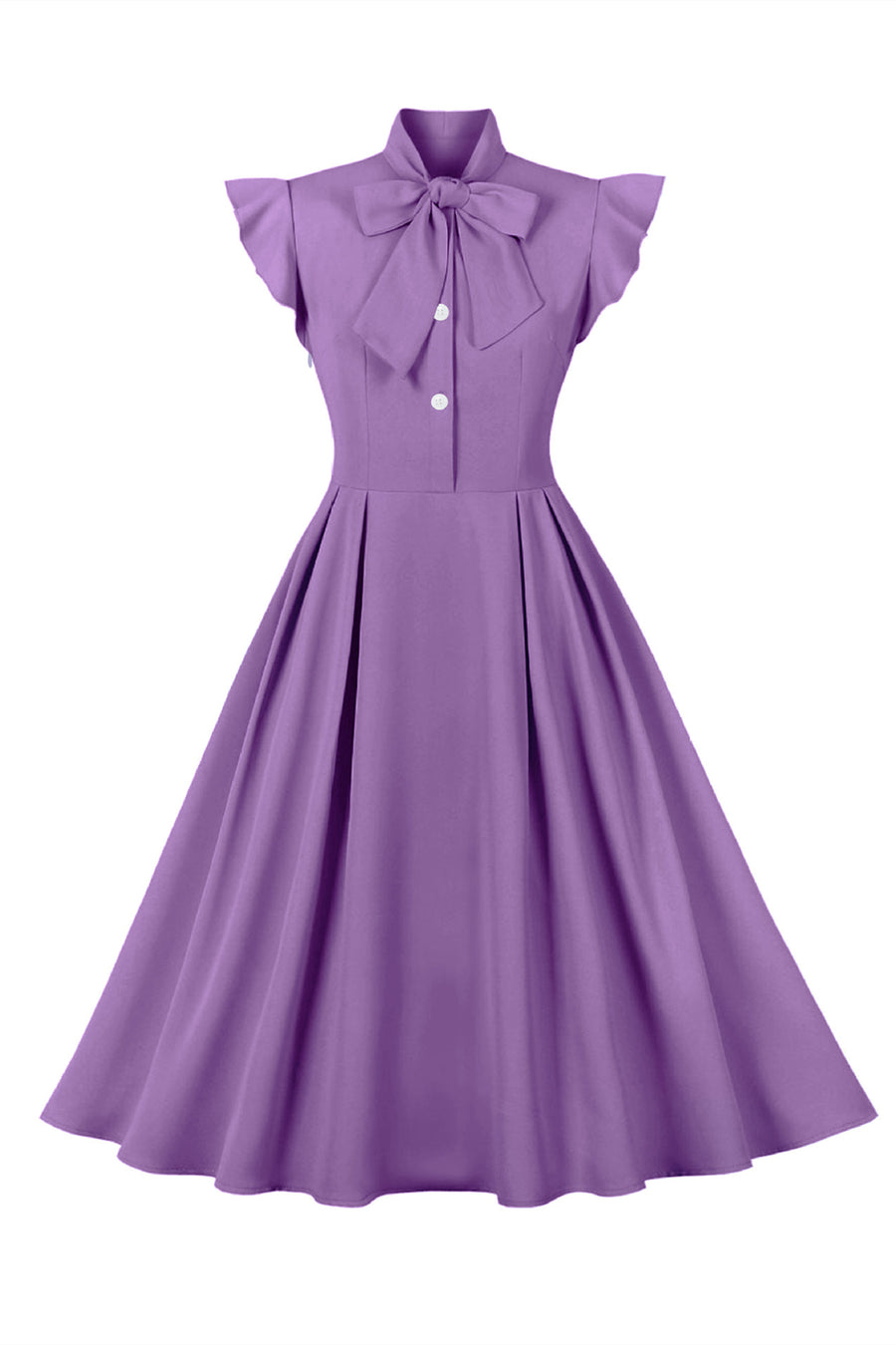 Flare Sleeves Purple Short Dress