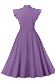 Flare Sleeves Purple Short Dress