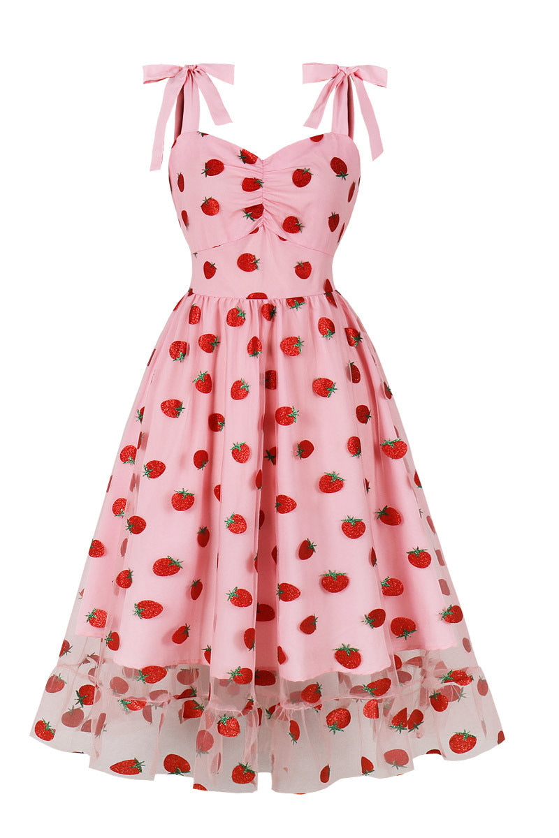 Strawberry Pink Sweet A-line Short Dress