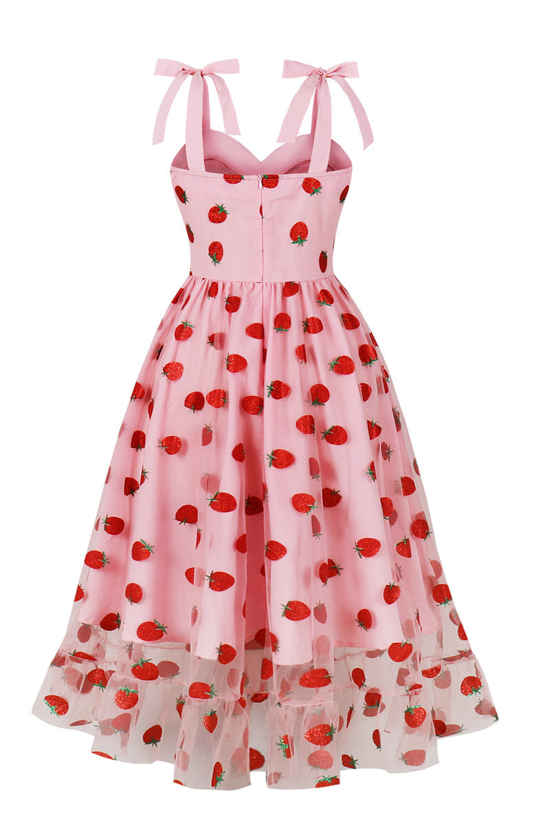 Strawberry Pink Sweet A-line Short Dress