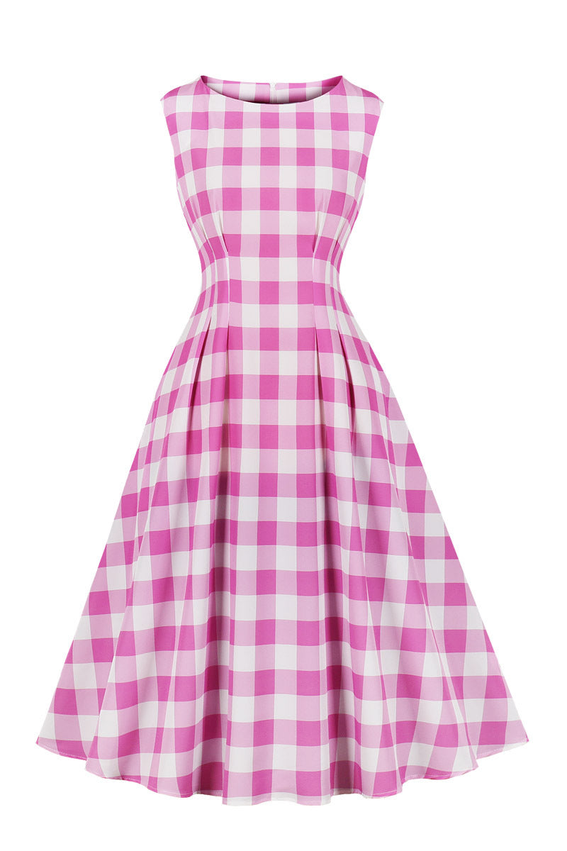 Scoop Pink Polk Dots Short Dress with Pockets