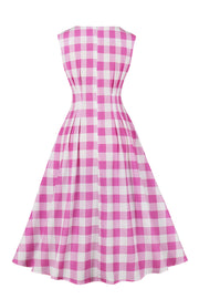 Scoop Pink Polk Dots Short Dress with Pockets