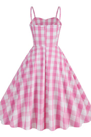 Straps Pink Plaid Barbie Dress