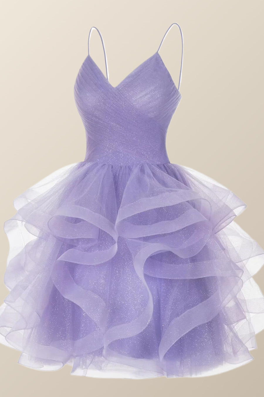 Lavender Ruffles Short A-line Party Dress
