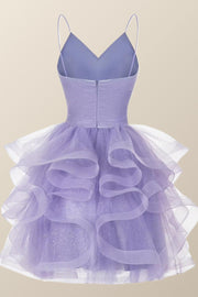 Lavender Ruffles Short A-line Party Dress