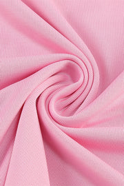 One Shoulder Pink Back Tie Fitted Long Dress