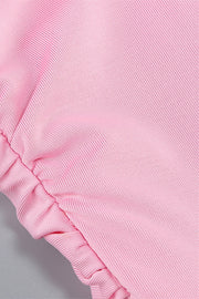 One Shoulder Pink Back Tie Fitted Long Dress